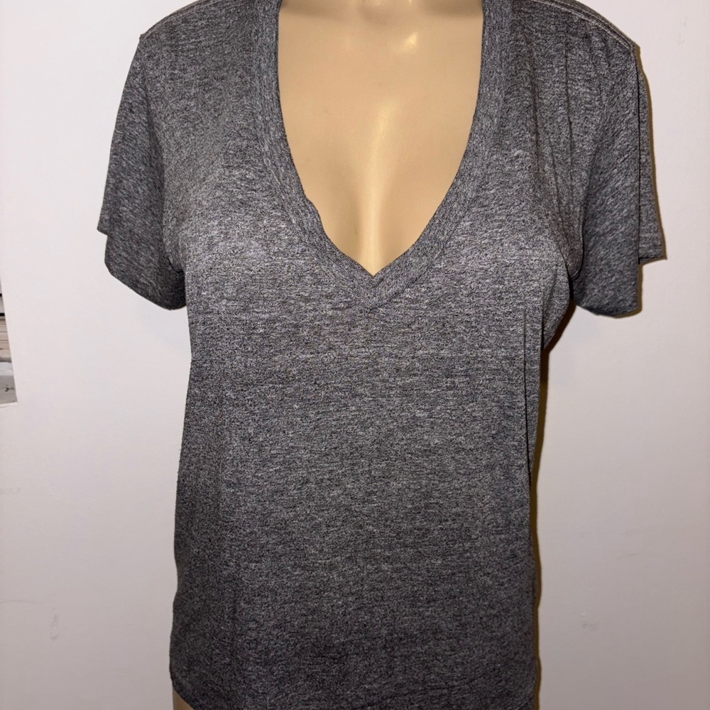 Current/Elliott Charcoal V-Neck Short Sleeve Tee